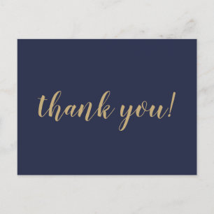 Navy and Gold Wedding Thank you Postcard