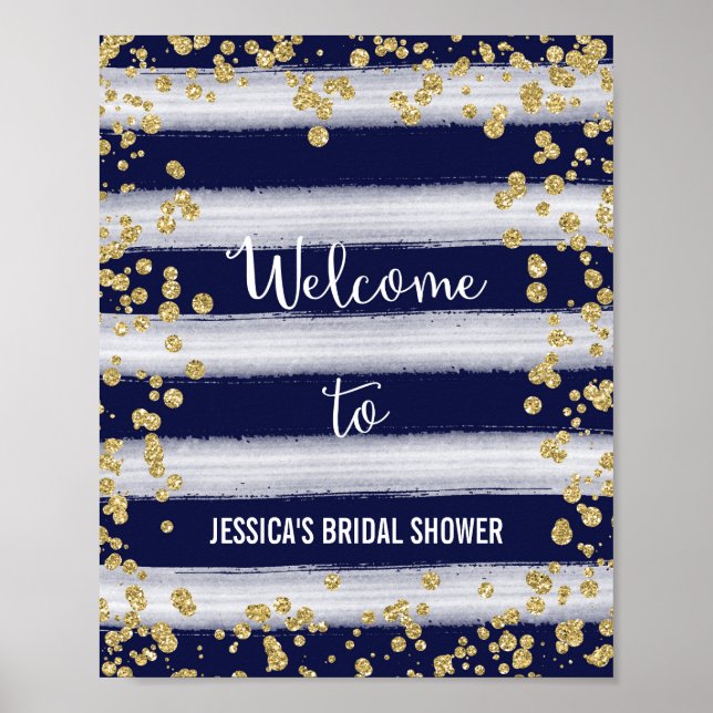 Navy and Gold Welcome Poster Print (Front)