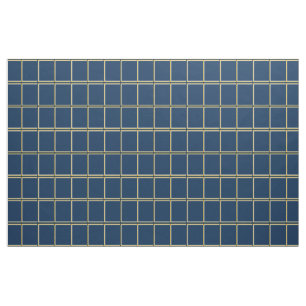 Navy and Gold Windowpane Check Fabric
