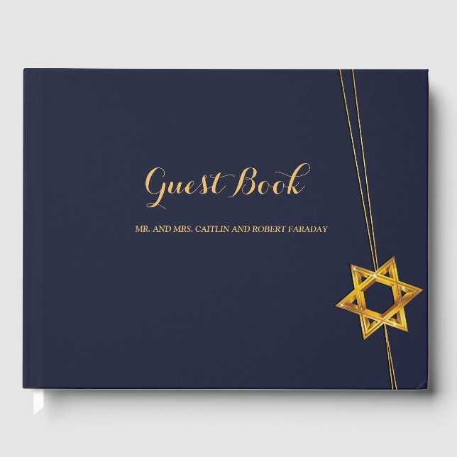 Navy and Golden Star of David guest Book (Front)