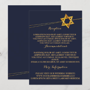 Navy and Golden Star of David Invitation