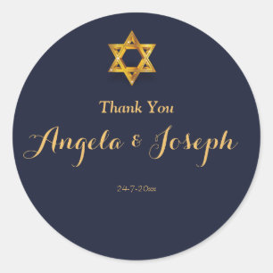 Navy and Golden Star of David sticker