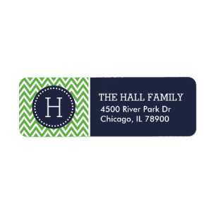 Navy and Green Chevron Monogram