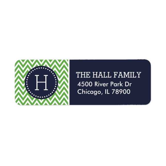 Navy and Green Chevron Monogram (Front)