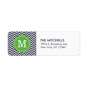 Navy and Green Modern Chevron Monogram