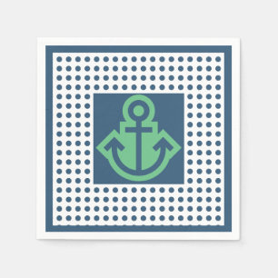 Navy and Green Preppy Anchor Napkins