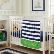 Navy and Green Stripes Monogram | Editable Colours