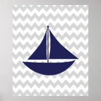Navy and Grey Chevron Nautical Ship