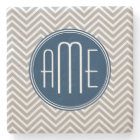 Navy and Grey Chevron Pattern Custom Monogram