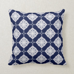 Navy and Grey Diamond Design Throw Pillow