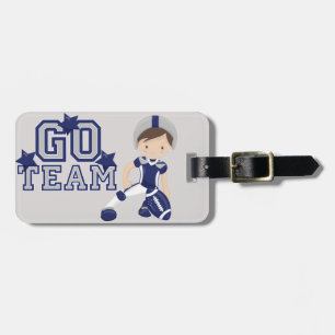 Navy and Grey Football luggage tag, personalize Luggage Tag