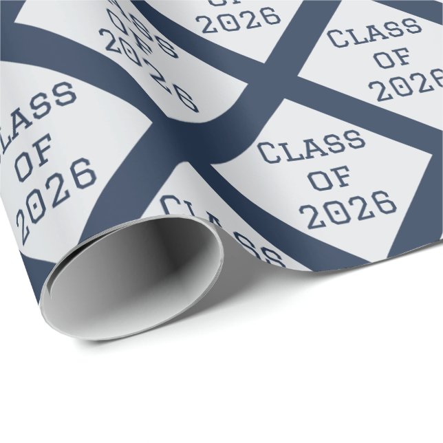 Navy and Grey Graduation Wrapping Paper | 2026 (Roll Corner)
