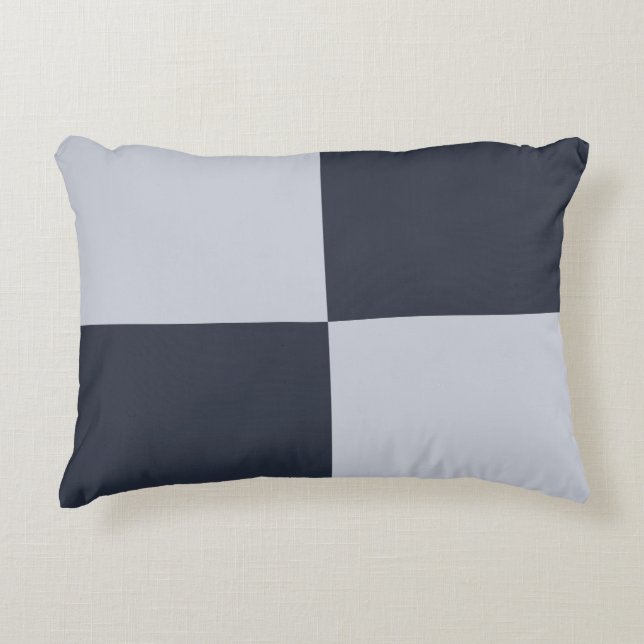 Navy and Grey Rectangles Accent Pillow (Front)