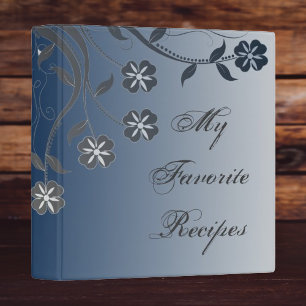 Navy and Grey Swirl Recipe Book Binder