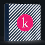 Navy and Hot Pink Diagonal Stripes Monogram Binder<br><div class="desc">Navy and Hot Pink Diagonal Stripes Monogram Binder</div>
