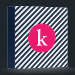Navy and Hot Pink Diagonal Stripes Monogram Binder<br><div class="desc">Navy and Hot Pink Diagonal Stripes Monogram Binder</div>