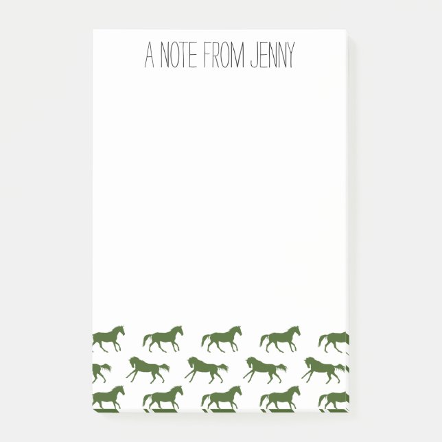 Navy and Hunter Galloping Horses Pattern Post-it Notes (Front)