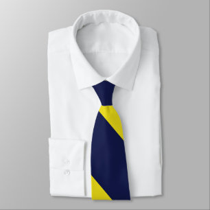 Navy and Maize Broad University Stripe Tie