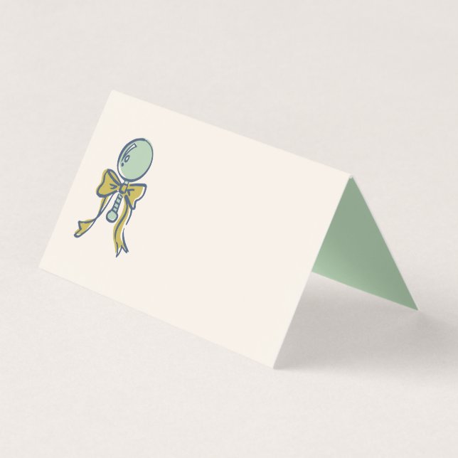 Navy and Mint Doodle Baby Rattle and Bow Blank (Front)