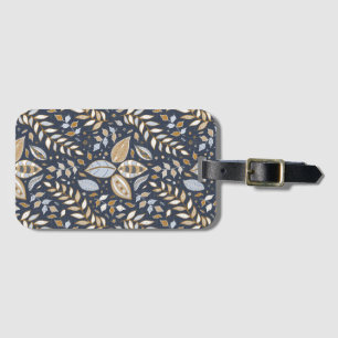Navy and Mustard Vintage Botanical Garden Luggage Tag