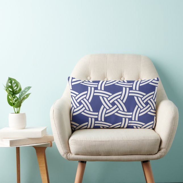 Navy and Off White Circle Links Pillow (Chair)