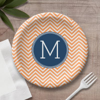 Navy and Orange Chevrons with Custom Monogram