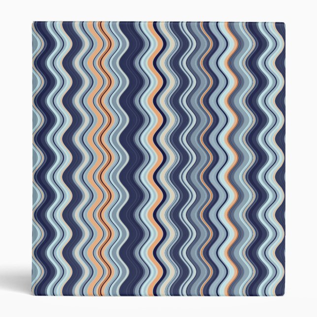 Navy and Orange Wavy Stripes Binder (Front)