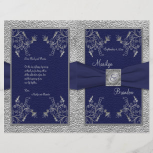 Navy and Pewter Wedding Program