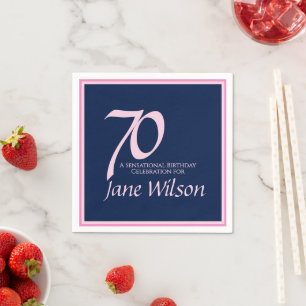Navy and Pink 70th Birthday Party Collection Napki Napkin