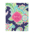 Navy and Pink Boho Paisley Monogrammed