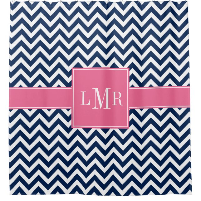 Navy and Pink Chevrons Monogram (Front)