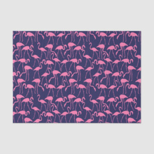 Navy and Pink Flamingo Pattern Tissue Paper