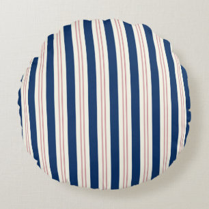 Navy and Pink Striped Coastal  Throw Pillow