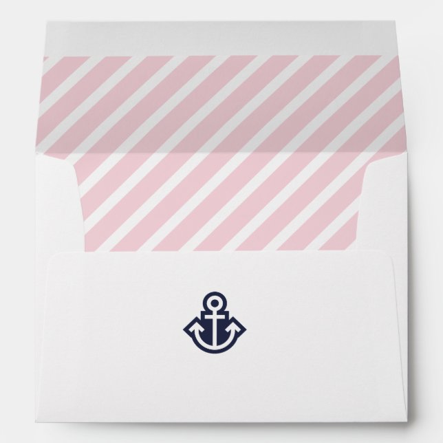 Navy and Pink Striped Preppy Envelopes (Back (Bottom))