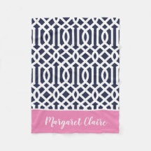 Navy and Pink Trellis Monogram | Editable Colours