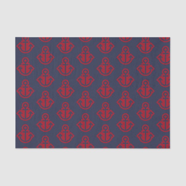 Navy and Red Anchors Tissue Paper (Front)