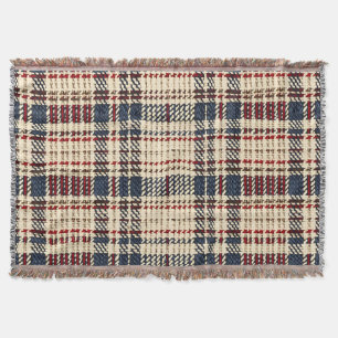 Navy and Red Cozy Plaid Pattern Throw Blanket