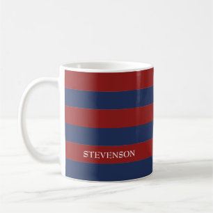 Navy and Red Rugby Stripes Coffee Mug