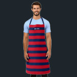 Navy and Red Striped Pattern Custom Name Apron<br><div class="desc">Add your name to this design with bold stripes. A preppy pattern with bold stripes and a monogram of your first or last name. For advanced users, you can click on the edit/customize button and change the colours of the lines. Create your own and change the colours to your favourite...</div>