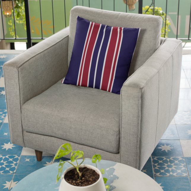 Navy and Red Stripes Throw Pillow (Creator Uploaded)