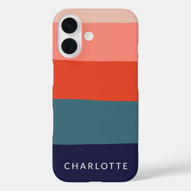 Navy and Red Wide Abstract Stripes Personalized Case-Mate iPhone Case (Back)