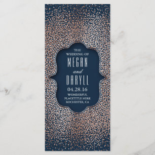 Navy and Rose Gold Glitter Wedding Programs