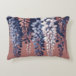 Navy and Rose Wisteria Elegance Accent Pillow