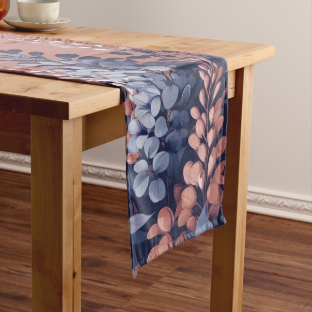 Navy and Rose Wisteria Elegance Medium Table Runner (In Situ)