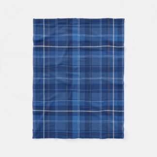 Navy and Royal Blue Plaid Pattern Fleece Blanket