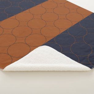 Navy and Rust Circles IV Sherpa Blanket
