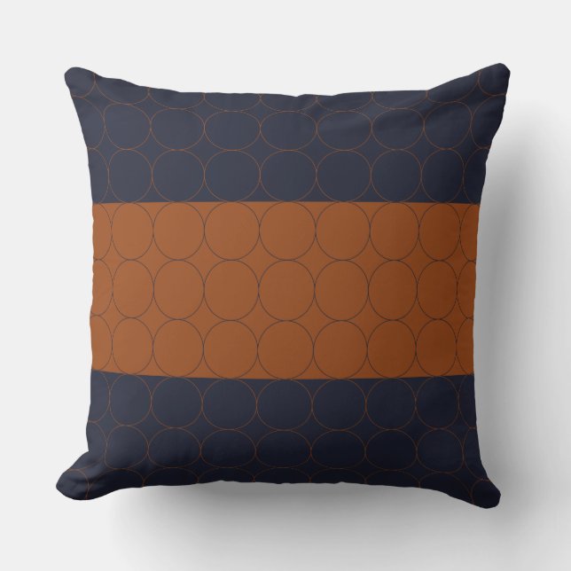 Navy and Rust Circles IV Throw Pillow (Front)