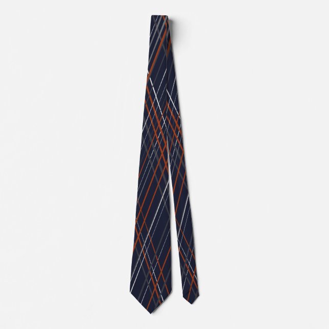 Navy and Rust Crossing Diagonal Lines Tie (Front)