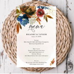 Navy and Rust Watercolor Boho Floral Paper Menu<br><div class="desc">This beautiful floral design features rust and navy  watercolor flowers.  Add your information using the template form. The Customize Further feature can be used to access the advanced editing menu where you can change the font,  colours and layout of the text.</div>