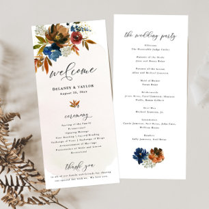 Navy and Rust Watercolor Boho Floral Tall Program